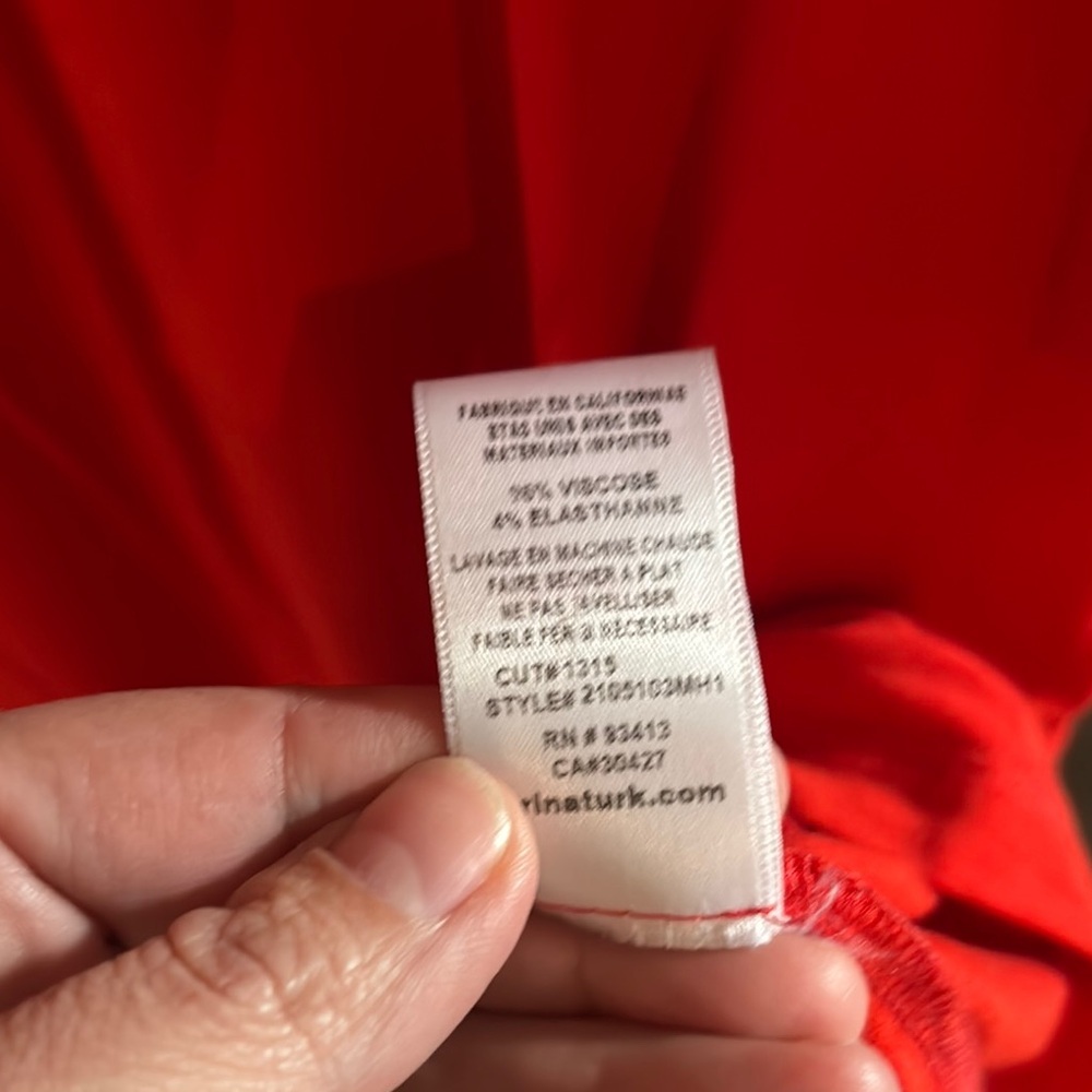 Trina Turk Orange Blouse with Puff Sleeves and Relaxed Style sz M - Picture 7 of 9